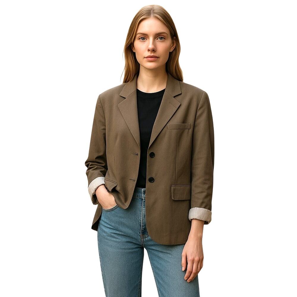 NWT Black Milk Oversized Blazer Brown Lined Contrasting Fold Over Cuff Womens S
